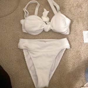 Pink Lily White Bikini Set